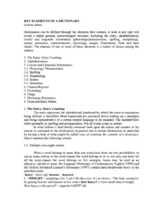 Key Elements of a Dictionary
