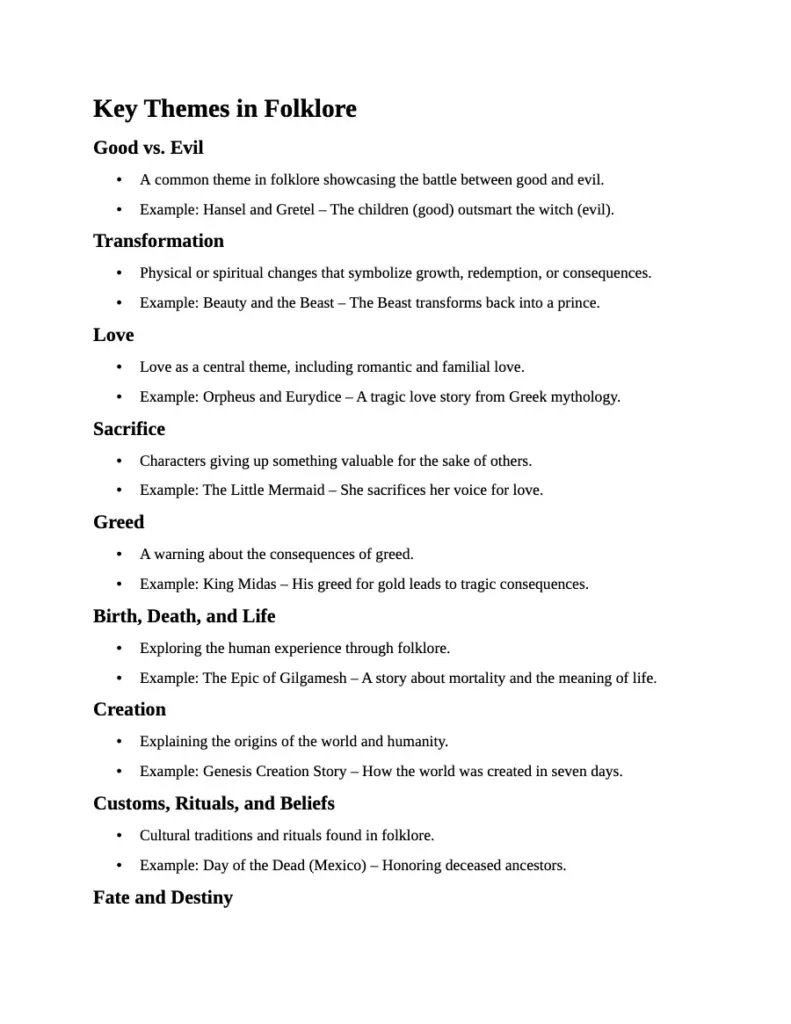 Key Themes in Folklore Analysis