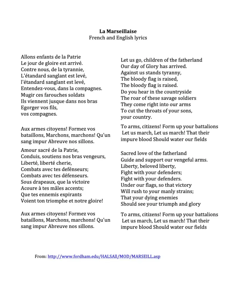 La Marseillaise: French and English Lyrics