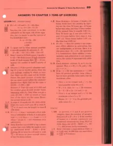 Lesson 3-1 Tune-Up Exercises Answers