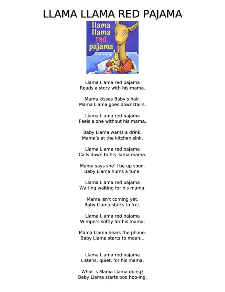 Llama Llama Red Pajama Story Text