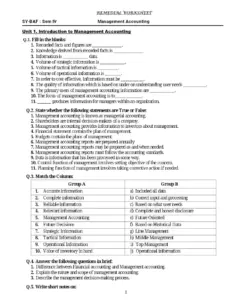 Management Accounting Remedial Worksheet SYBAF Sem IV