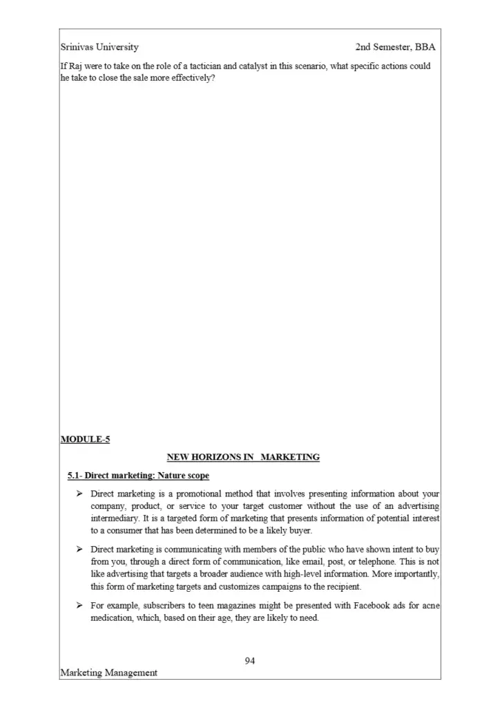 Marketing Management Study Material 2025