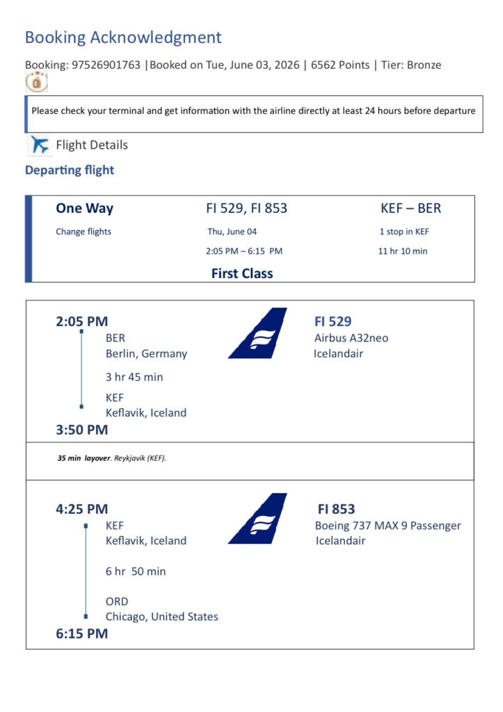 Michael Itinerary - Travel Plans from Berlin to Chicago
