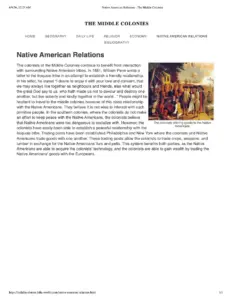 Middle Colonies Relations with Native Americans