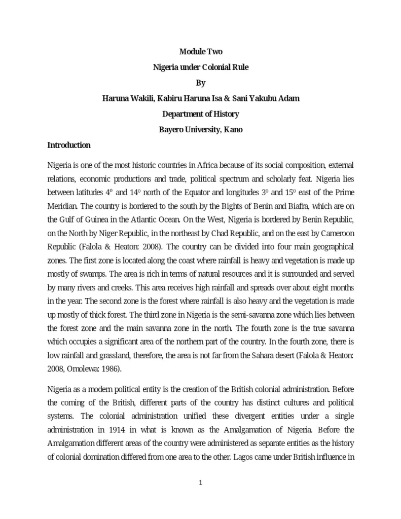 Nigeria Under Colonial Rule - Module 2