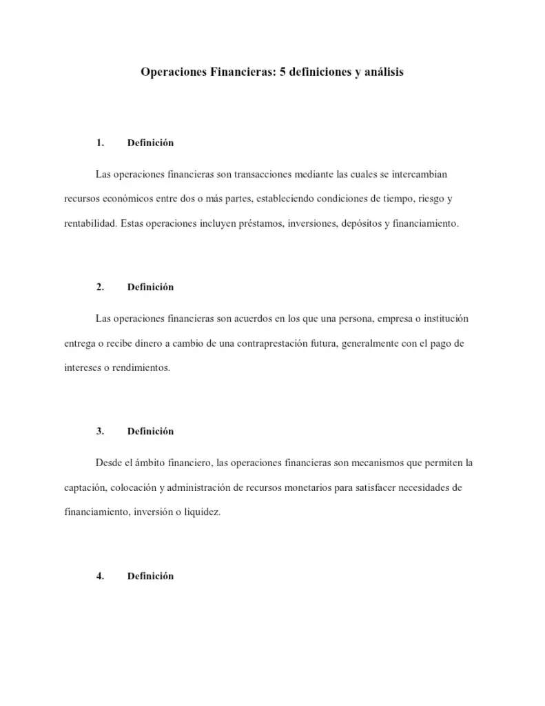 Operaciones Financieras: 5 Definiciones y Análisis