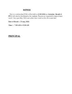 PTM Notice and Result Distribution for May 2026