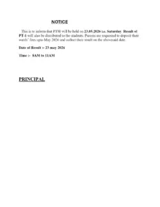 PTM Notice for Parents – Result Distribution on May 23, 2026