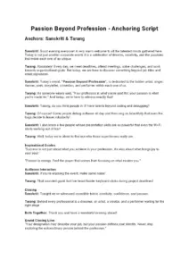 Passion Beyond Profession Anchoring Script 6