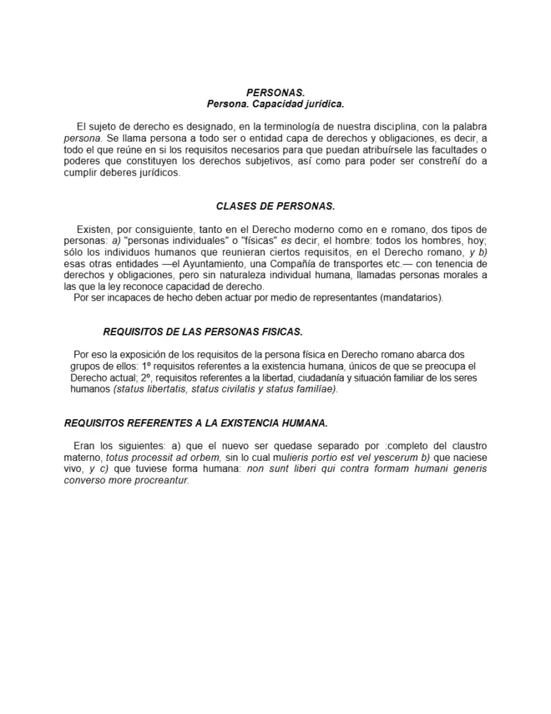 Personas en el Derecho Romano: Fuentes y Requisitos