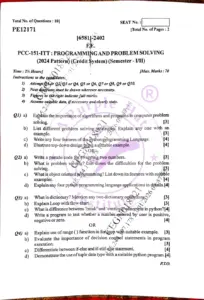 Programming and Problem Solving – Semester 1/II (2024 Pattern)