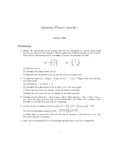 Quantum Physics Tutorial 1 – Problems and Solutions