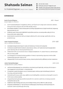 Senior Frontend Engineer Resume