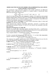 Series Solution of Second Order Linear Differential Equations with Variable Coefficients