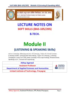 Soft Skills: Listening & Speaking Skills – Module II