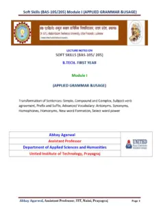 Soft Skills Notes Module I – Applied Grammar and Usage