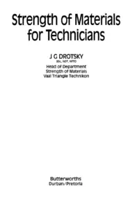 Strength of Materials for Technicians – J. G. Drotsky