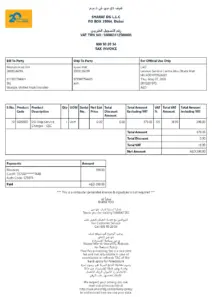 Tax Invoice for Sharaf DG L.L.C – May 2026