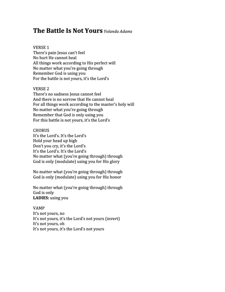 The Battle Is Not Yours by Yolanda Adams
