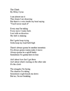 The Climb by Miley Cyrus