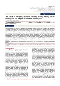 The Effect of Integrating Directed Reading Thinking Activity (DRTA) Strategy with VEE Diagram on Students’ Reading Skill