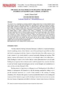 The Role Of Teachers In Increasing The Reading Interest Of Elementary School Students