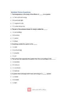 Thermodynamics Tutorial Questions and Answers