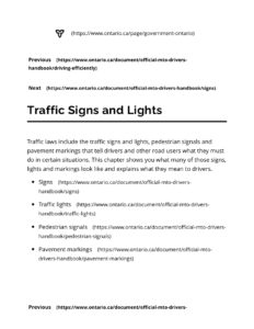 Traffic Signs and Lights – Official MTO Driver Handbook