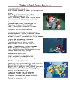 Wakko’s 50 States and Capitals Song Lyrics