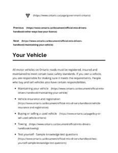 Your Vehicle – The Official Ministry Of Transportation Driver’s Handbook