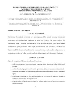 Youth and Cybercrime in Delta State II – DOU IRS 223 DOU PCR 222
