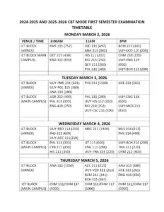 2024 2025 And 2025 2026 First Semester CBT Examination Timetable