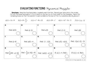 4.3 Evaluating Functions Pyramid Worksheet