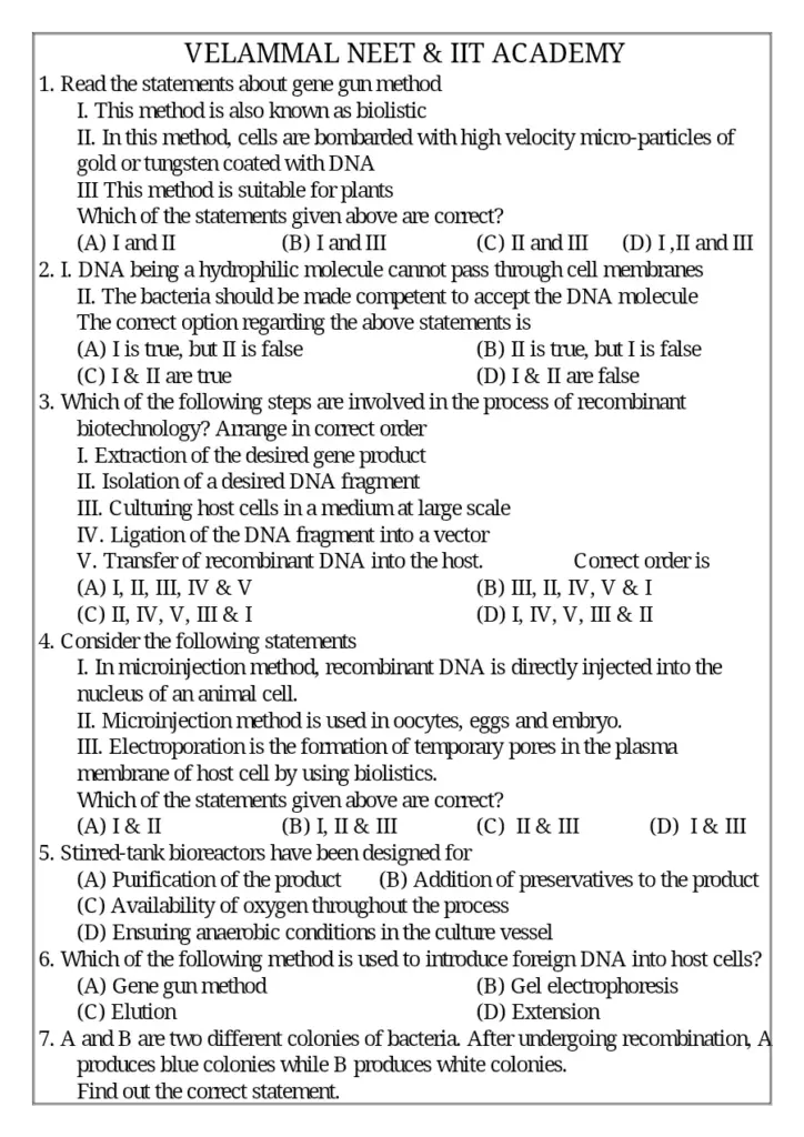 Biotechnology Principles and Processes - Grade 12