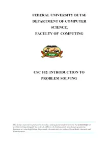 CSC 102 Introduction To Problem Solving Pdf