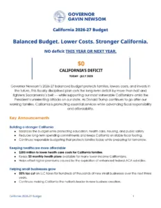 California 2026-27 Budget Fact Sheet