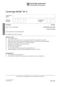 Upload Cambridge IGCSE Physics 0972/41 October/November 2022