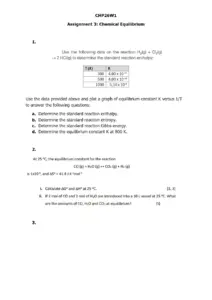 Chemical Equilibrium Assignment 3 – 2025