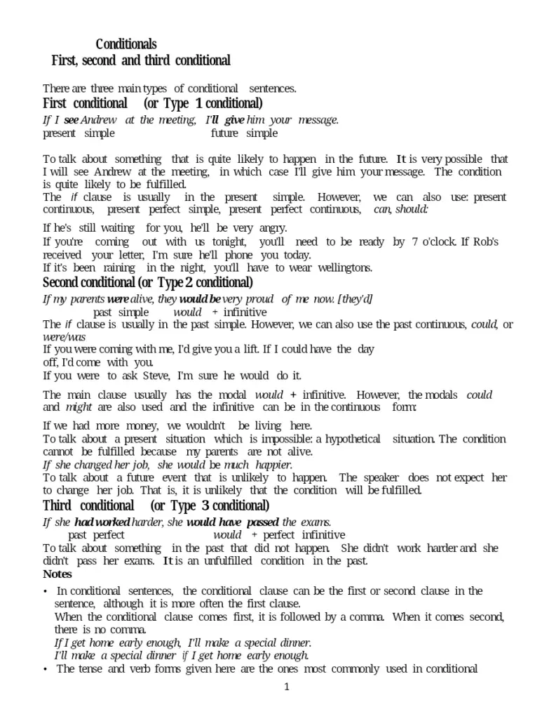 Conditional Sentences: Understanding First, Second, and Third Types