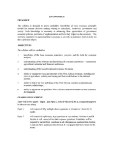 Upload Economics Syllabus for West African Countries