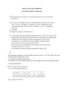 Electrolytic Solutions Assignment