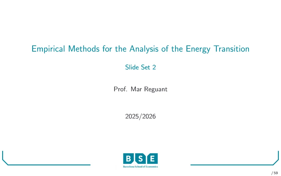 Empirical Methods for the Analysis of the Energy Transition - Slide Set 2