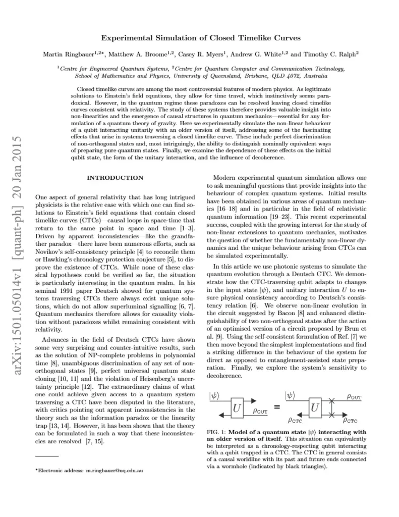 Experimental Simulation of Closed Timelike Curves