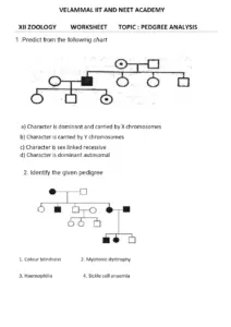 Genetic Pedigree Analysis Worksheet for Grade 12