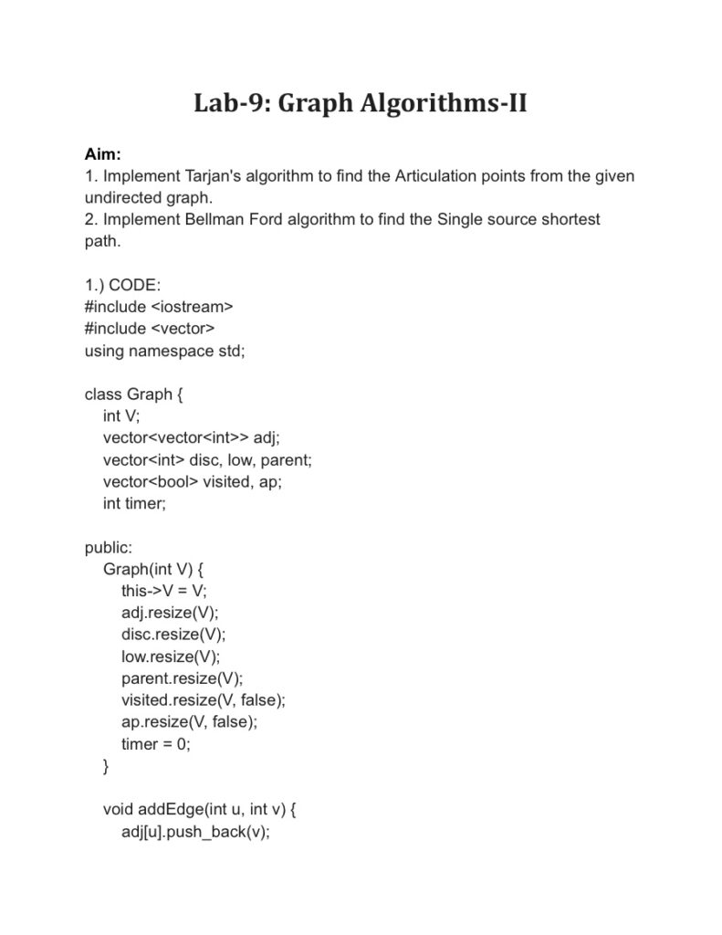 Graph Algorithms II: Tarjan's and Bellman-Ford Implementation