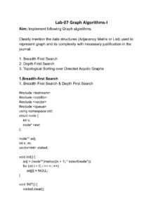 Graph Algorithms Lab 7 – DAA