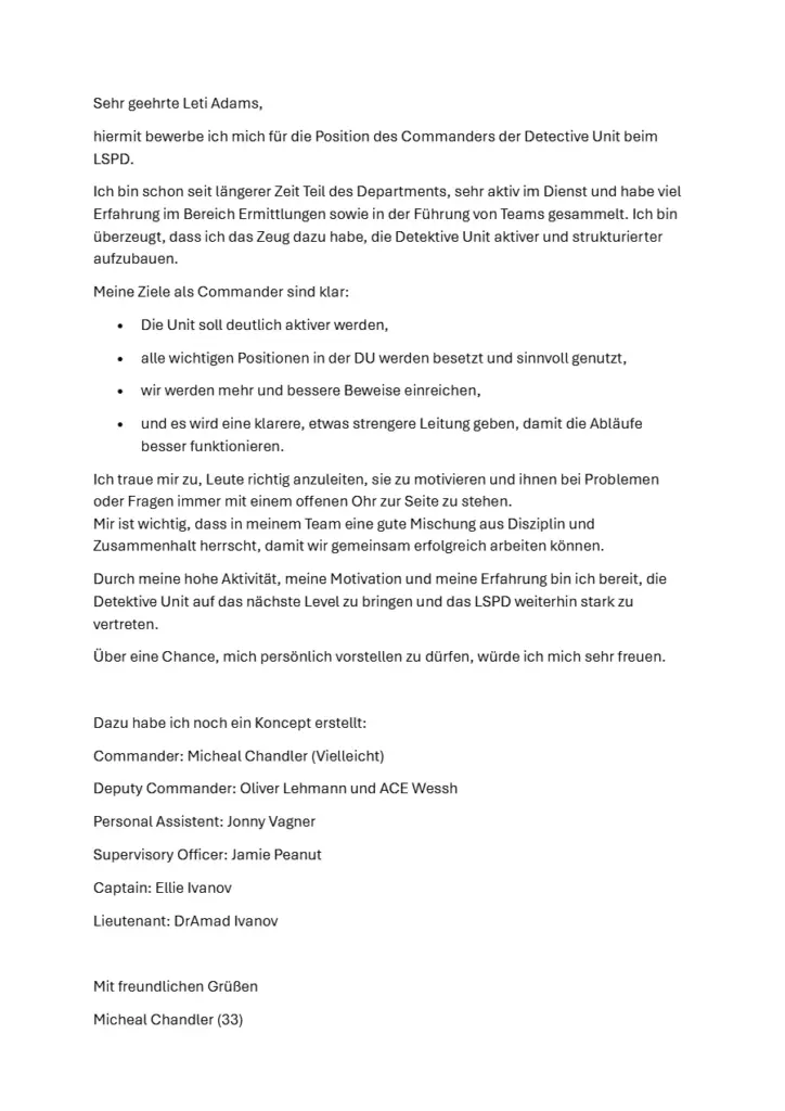 LSPD Detective Unit Commander Application