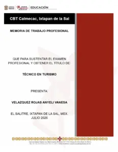 Memoria de Trabajo Profesional para Técnico en Turismo