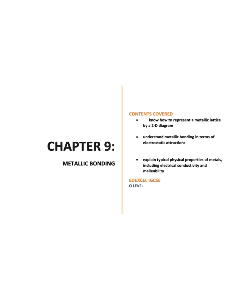 Metallic Bonding - Chapter 9